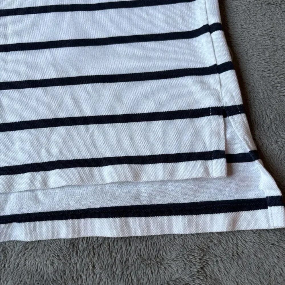 Polo Ralph Lauren Mens White w/Black Stripe Short Sleeve Pocket Size L Preppy